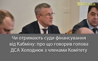 Чи отримають суди фінансування від Кабміну: про що говорив голова ДСА Холоднюк з членами Комітету