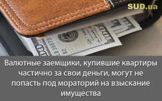 Валютные заемщики, купившие квартиры частично за свои деньги, могут не попасть под мораторий на взыскание имущества