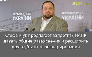 Стефанчук предлагает запретить НАПК давать общие разъяснения и расширить круг субъектов декларирования