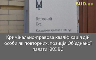Кримінально-правова кваліфікація дій особи як повторних: позиція Об’єднаної палати ККС ВС