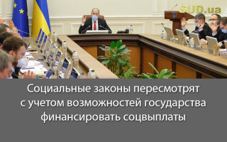 Социальные законы пересмотрят с учетом возможностей государства финансировать соцвыплаты