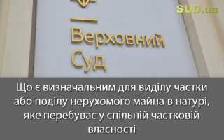 Що є визначальним для виділу частки або поділу нерухомого майна в натурі, яке перебуває у спільній частковій власності