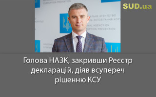 Голова НАЗК, закривши Реєстр декларацій, діяв всупереч рішенню КСУ