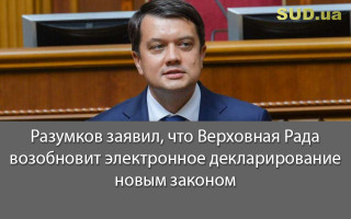 Разумков заявил, что Верховная Рада возобновит электронное декларирование новым законом