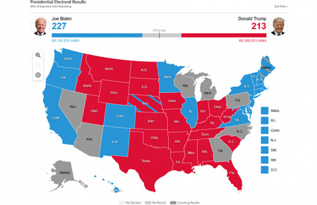 Где найти данные о результатах выборов в США: онлайн-инфографика