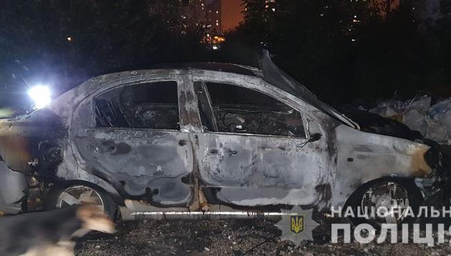В Киеве пенсионеру сожгли автомобиль из-за сухих листьев: фото