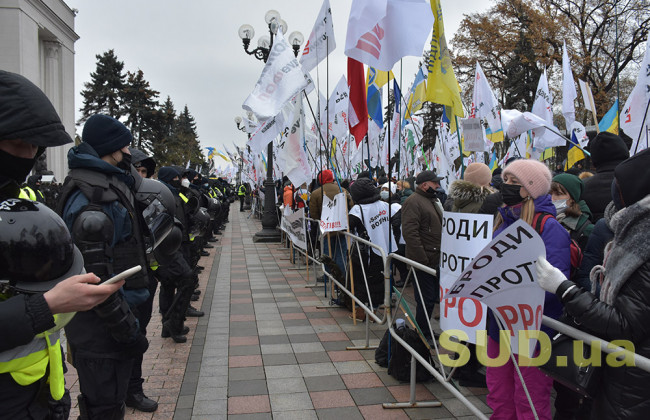 ФОПы собрались под Радой и перекрыли улицу Грушевского: видео