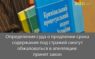 Определения суда о продлении срока содержания под стражей смогут обжаловаться в апелляции: принят закон