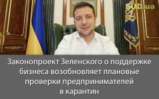 Законопроект Зеленского о поддержке бизнеса возобновляет плановые проверки предпринимателей в карантин