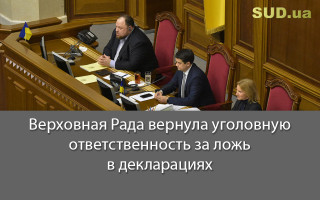 Верховная Рада вернула уголовную ответственность за ложь в декларациях
