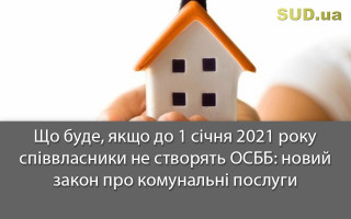Що буде, якщо до 1 січня 2021 року співвласники не створять ОСББ: новий закон про комунальні послуги