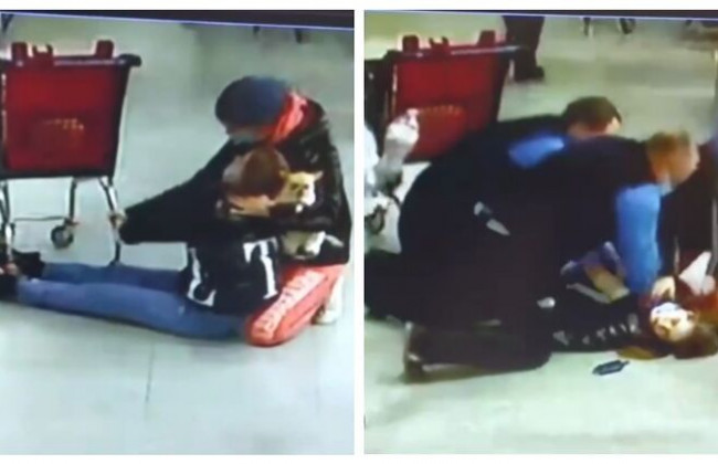 В харьковском супермаркете охранник спас жизнь покупательнице: видео