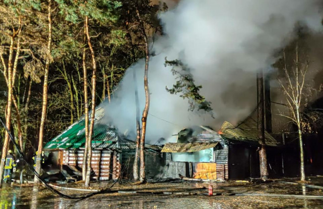 В столичном парке сгорело кафе: пострадал охранник, фото