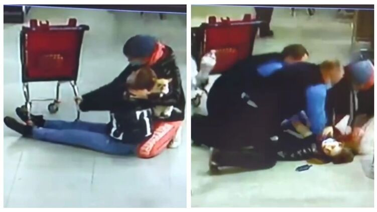 В харьковском супермаркете охранник спас жизнь покупательнице: видео