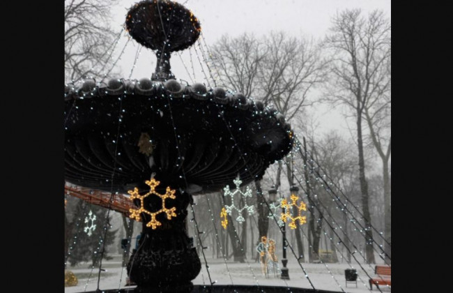 В Киеве появился фонтан-елка, фото