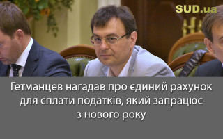 Гетманцев нагадав про єдиний рахунок для сплати податків, який запрацює з нового року