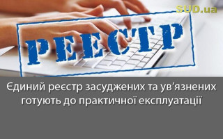 Єдиний реєстр засуджених та ув’язнених готують до практичної експлуатації