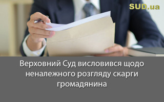 Верховний Суд висловився щодо неналежного розгляду скарги громадянина