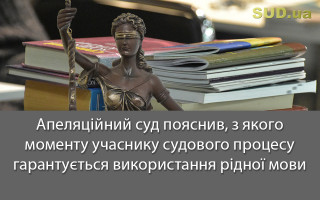 Апеляційний суд пояснив, з якого моменту учаснику судового процесу гарантується використання рідної мови