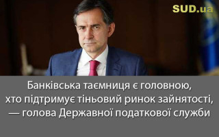 Банківська таємниця є головною, хто підтримує тіньовий ринок зайнятості, - голова Державної податкової служби
