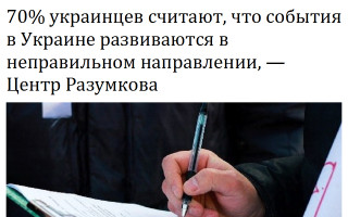 70% украинцев считают, что события в Украине развиваются в неправильном направлении, - Центр Разумкова
