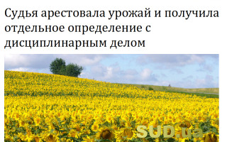 Судья арестовала урожай и получила отдельное определение с дисциплинарным делом