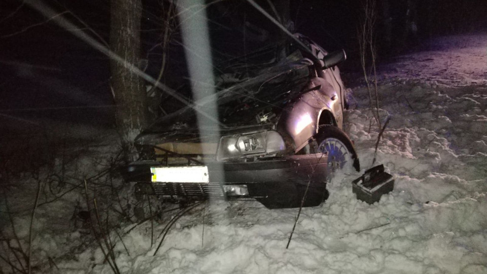 На Черкащині легковий автомобіль врізався у дерево, фото