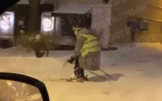 На лыжах и сноубордах: как киевляне передвигаются по городу из-за сильных снегопадов, видео