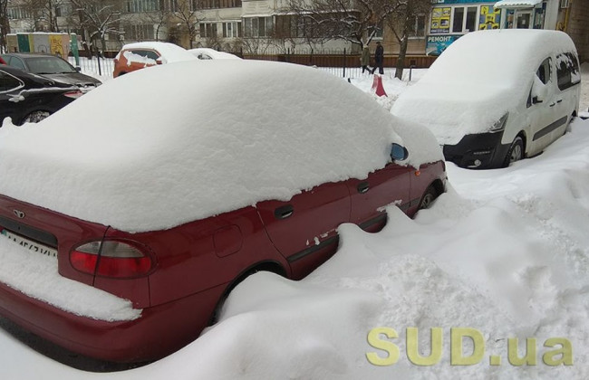 В Киеве люди сами расчистили двор дома от снега, видео