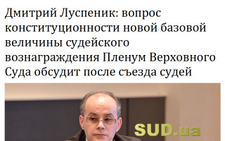 Дмитрий Луспеник: вопрос конституционности новой базовой величины судейского вознаграждения Пленум Верховного Суда обсудит после съезда судей