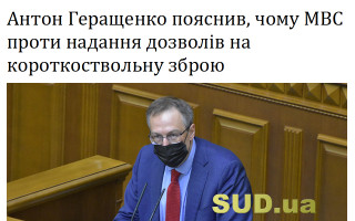 Антон Геращенко пояснив, чому МВС проти надання дозволів на короткоствольну зброю