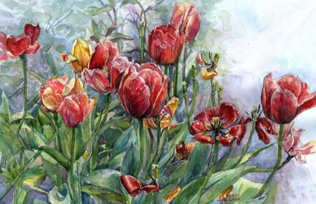 У Києві запрацювала весняна виставка акварелей і графіки: фото