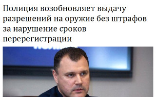 Полиция возобновляет выдачу разрешений на оружие без штрафов за нарушение сроков перерегистрации