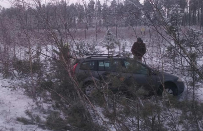 На Рівненщині автомобіль злетів у кювет та врізався у дерево: фото