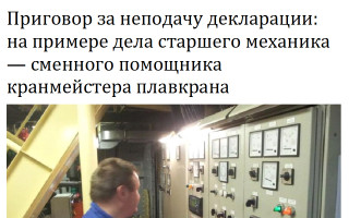 Приговор за неподачу декларации: на примере дела старшего механика – сменного помощника кранмейстера плавкрана
