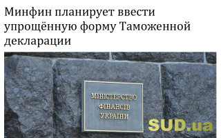 Минфин планирует ввести упрощённую форму  Таможенной декларации