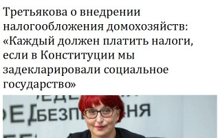 Третьякова о внедрении налогообложения домохозяйств: «Каждый должен платить налоги, если в Конституции мы задекларировали социальное государство»