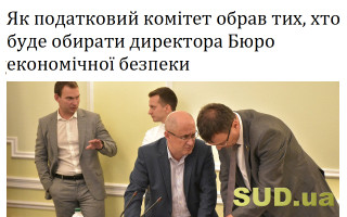 Як податковий комітет обрав тих, хто буде обирати директора Бюро економічної безпеки