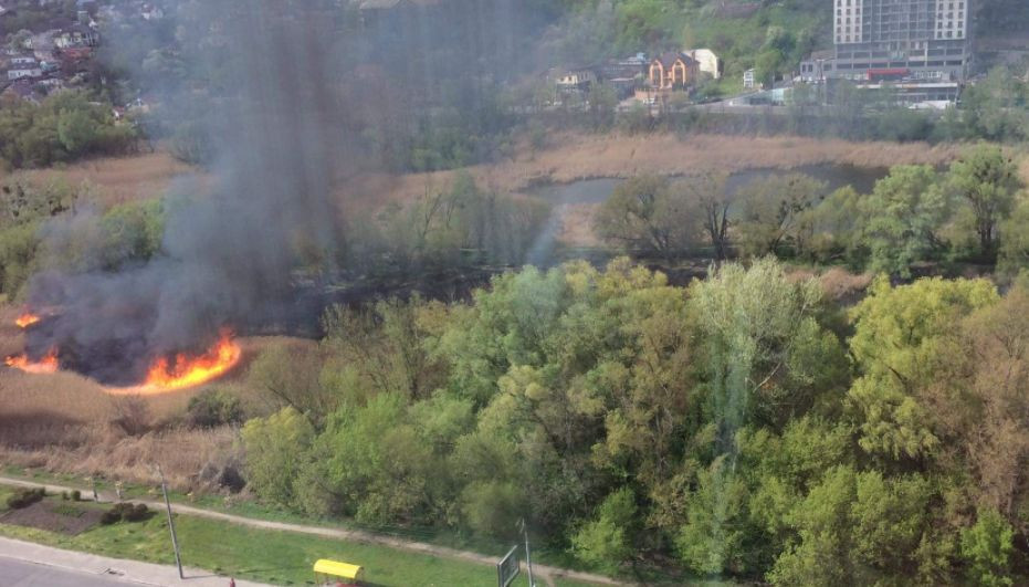 Серьезный пожар в Киеве: вспыхнул экопарк «Совские пруды», фото и видео