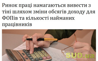 Ринок праці намагаються вивести з тіні шляхом зміни обсягів доходу для ФОПів та кількості найманих працівників