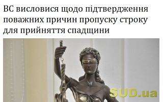 ВС висловися щодо підтвердження поважних причин пропуску строку для прийняття спадщини