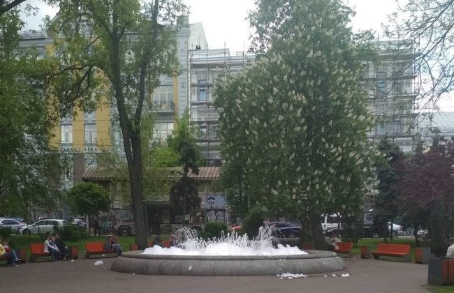 Неизвестные залили моющим средством фонтан на Контрактовой площади