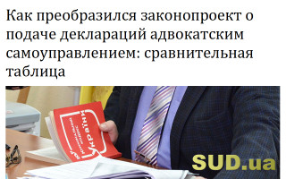 Как преобразился законопроект о подаче деклараций адвокатским самоуправлением: сравнительная таблица
