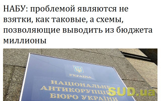НАБУ: проблемой являются не взятки, как таковые, а схемы, позволяющие выводить из бюджета миллионы