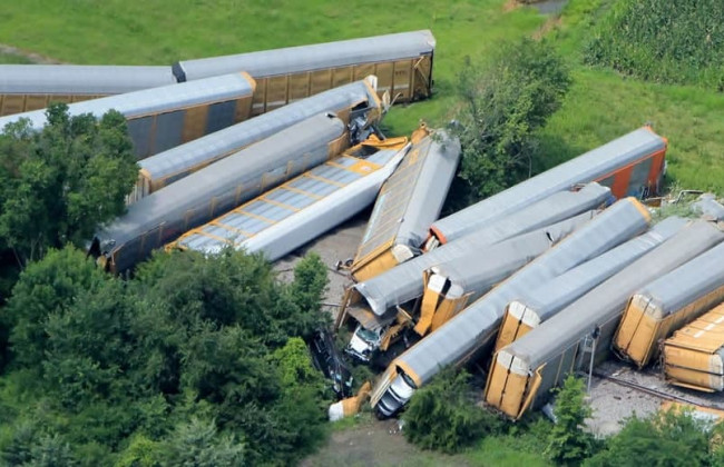 В США разбился поезд с сотнями новых автомобилей Ford