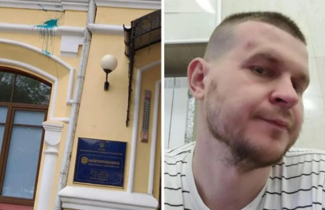 В Киеве коммунальщики напали на мужчину за атаку зеленкой