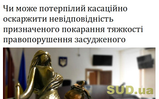Чи може потерпілий касаційно оскаржити невідповідність призначеного покарання тяжкості правопорушення засудженого
