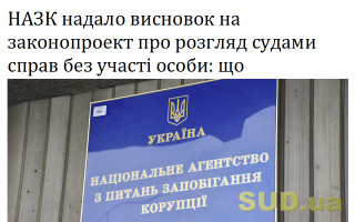 НАЗК надало висновок на законопроект про розгляд судами справ без участі особи: що привернуло увагу антикорупціонерів
