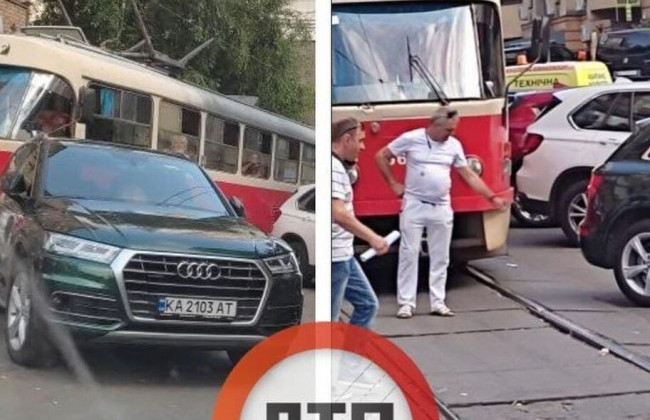 Заблокировал движение трамваев: в Киеве отличился очередной «герой парковки»