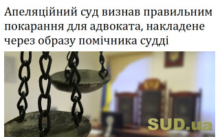 Апеляційний суд визнав правильним покарання для адвоката, накладене через образу помічника судді